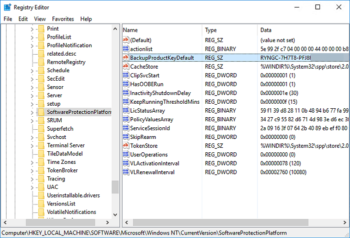 Find Windows Server Product key in registry
