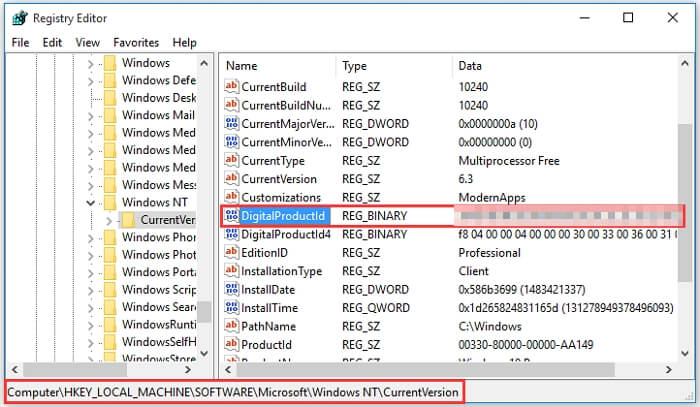 Find Product Key using Registry Key