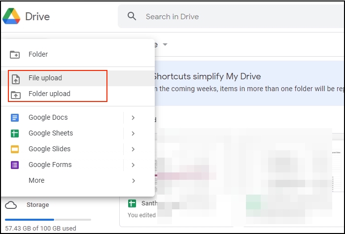 google drive upload files