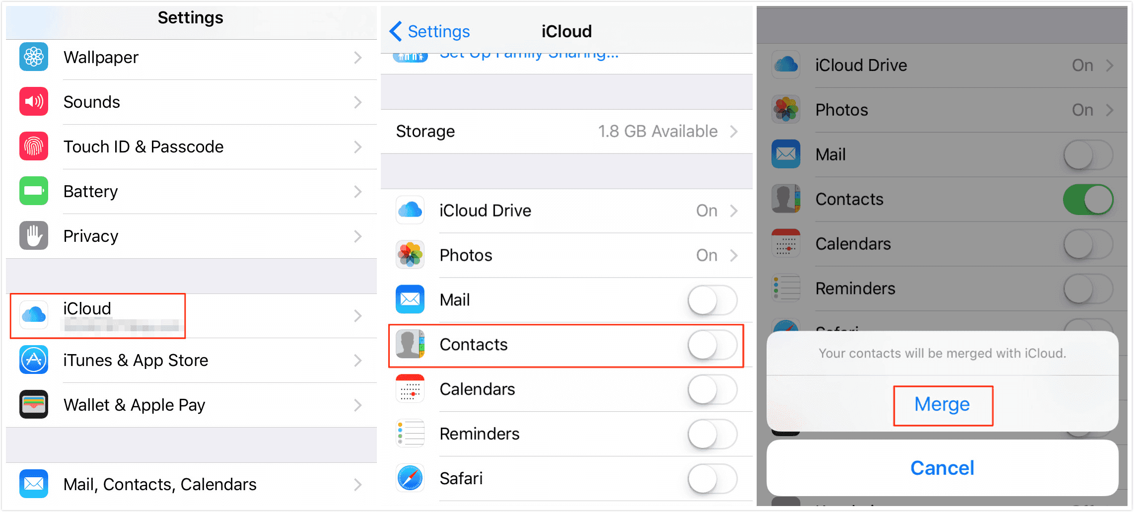 Transfer contacts from iPhone to iPhone with iCloud
