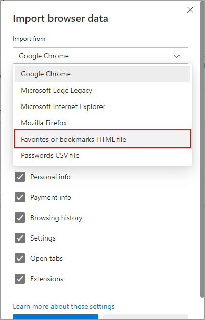 import IE favorites to Edge