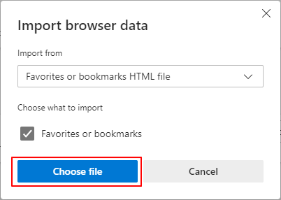 Choose HTML file to import