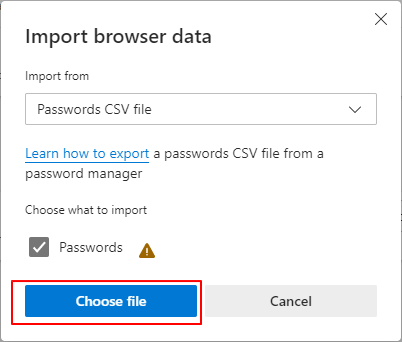 Import CSV IE passwords to Edge