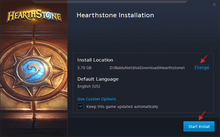 change the blizzard installation location