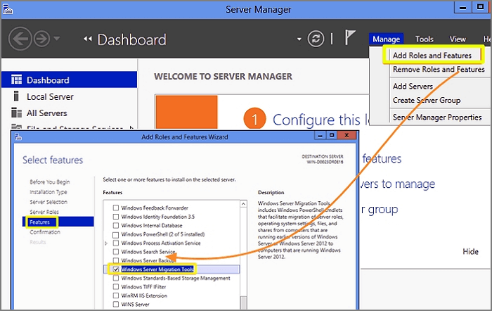 install server migration tool