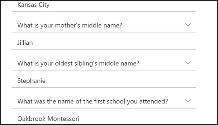 choose a security question