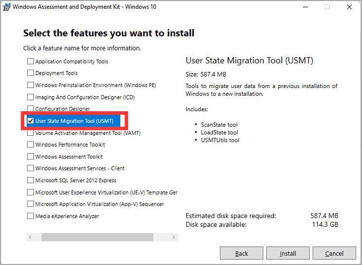 Choose User State Migration Tool