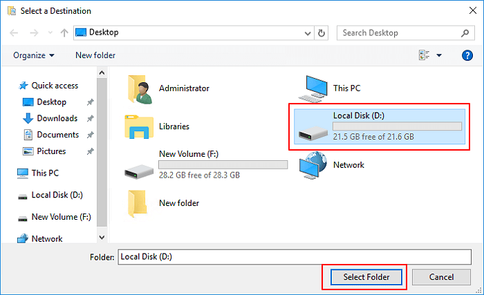 Browse a new location for Documents folder
