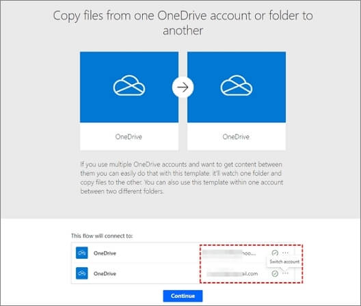 connect two onedrive accounts