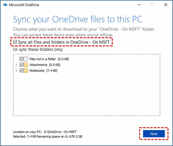 choose sync folder