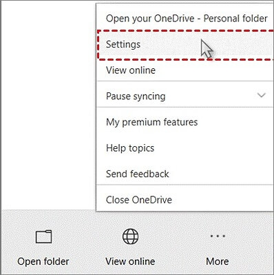 onedrive settings