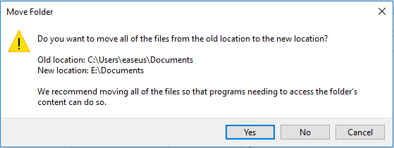 clicking yes to shift files along with the desktop folder