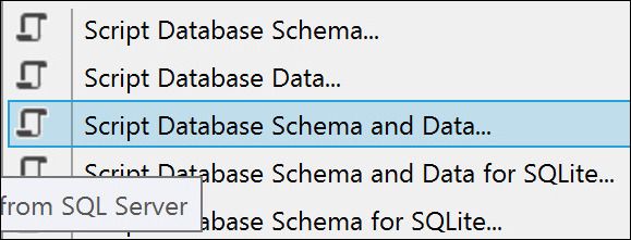 open script database schema and data