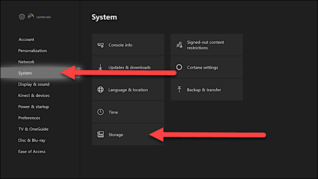 move xbox games to another drive with xbox system setting