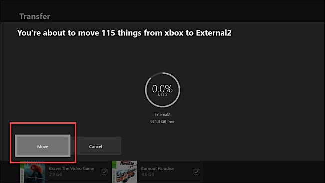 move xbox games to another drive