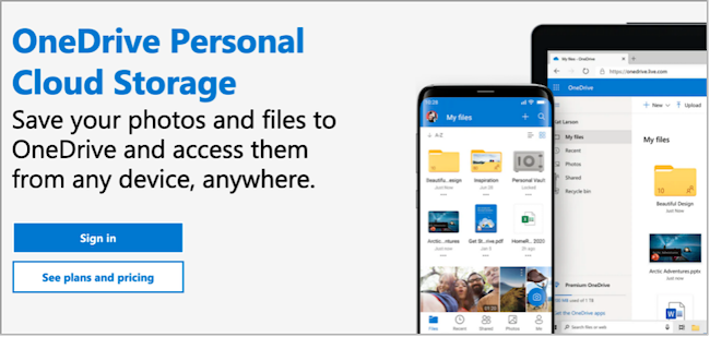 onedrive personal cloud storage