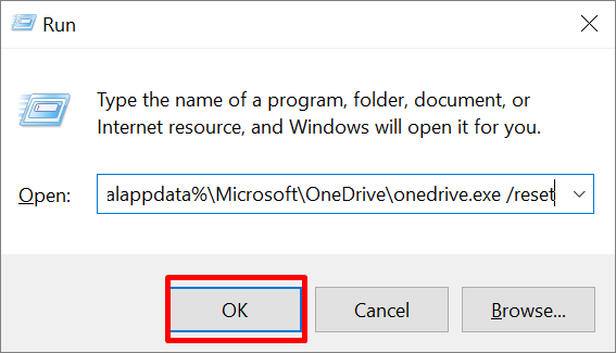 reset onedrive