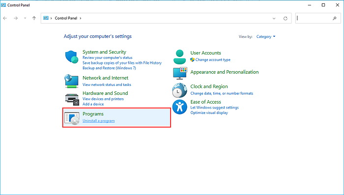 uninstalling a program using the control panel