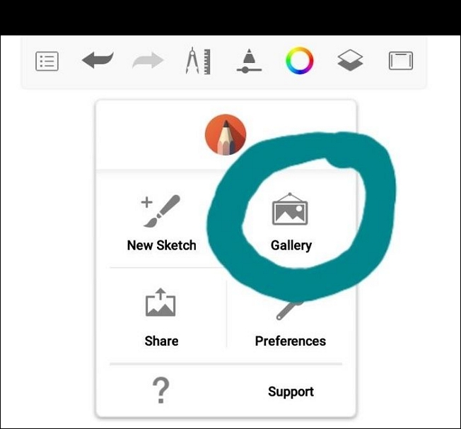 open gallery using sketchbook app