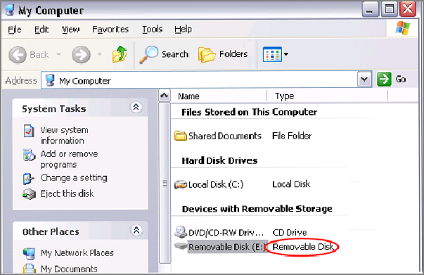 open my computer select removable disk