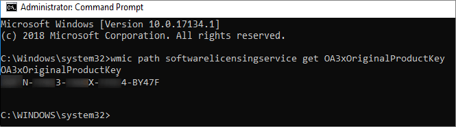 product key in command prompt