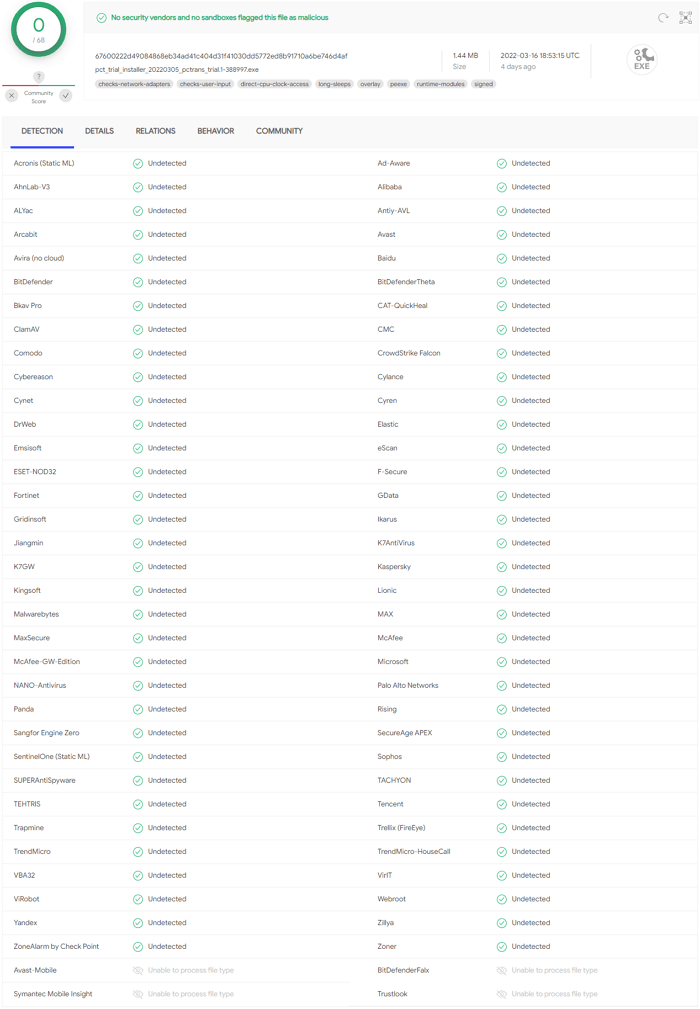 Qiling Disk Master virus scan result