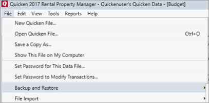 quicken backup and restore