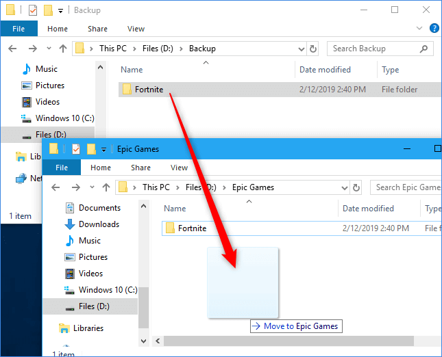 Replace Epic Game folder with the backup