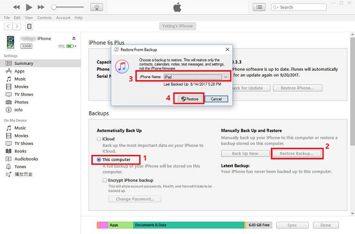 Restore WhatsApp from iTunes