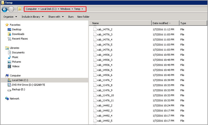 server 2008 temp files