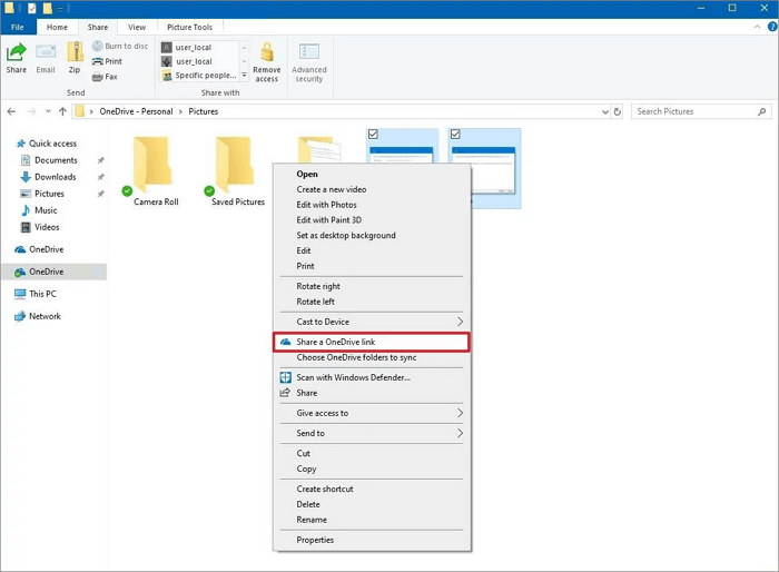 file sharing between Windows 7 and Windows 10 - OneDrive