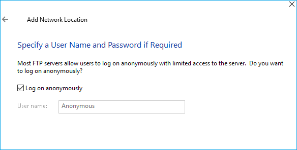specify username and password