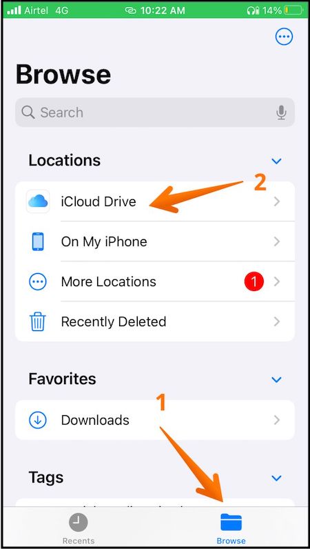 go to browse and then select icloud drive