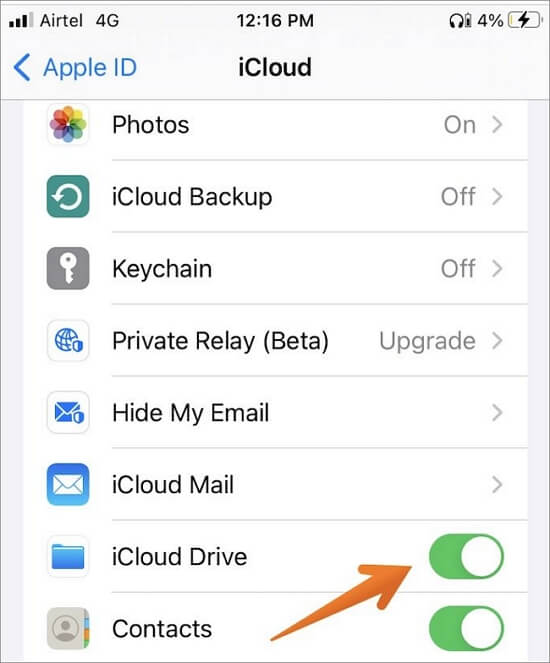 turn on icloud drive