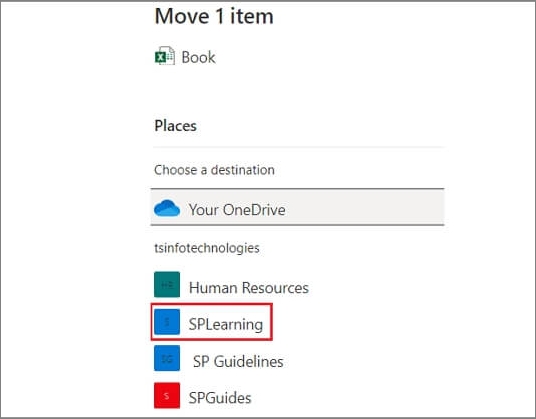 choose sharepoint site