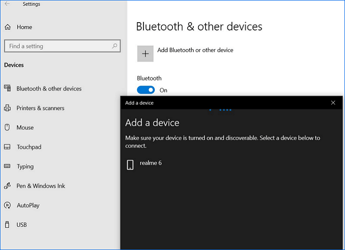 Transfer files via bluetooth