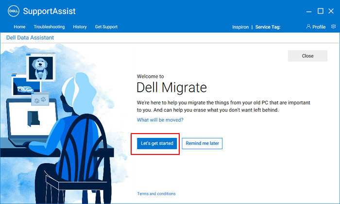 Start to migrate data on new dell PC
