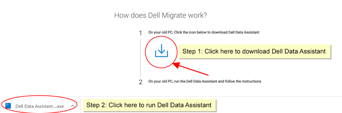 Download and install Dell Migrate on old PC