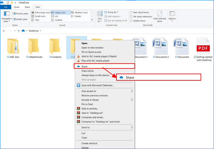 Transfer files via OneDrive