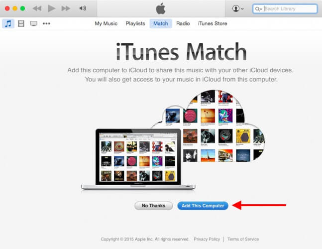 go to iTunes Match