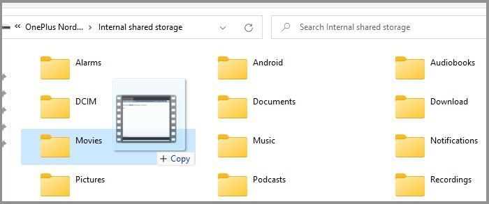 Drag and Drop Files to Internal Phone Storage
