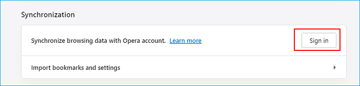Sign in Opera account.