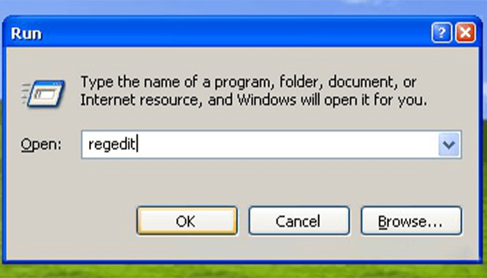 type regedit and click ok