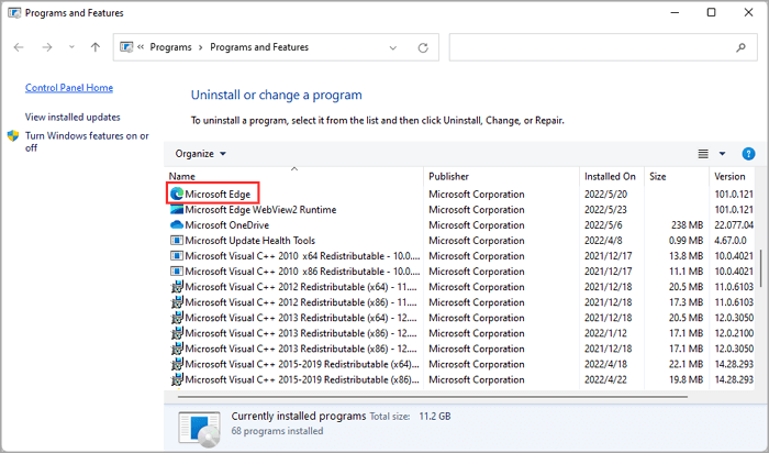 uninstall Microsoft Edge