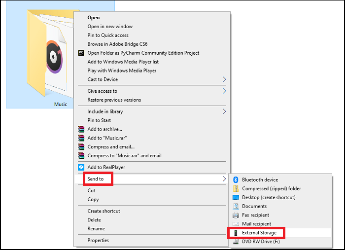 sending music files directly to the external storage