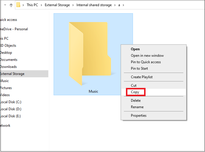 copy from external storage and paste to your desired location