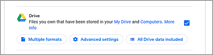 select a drive in google takeout