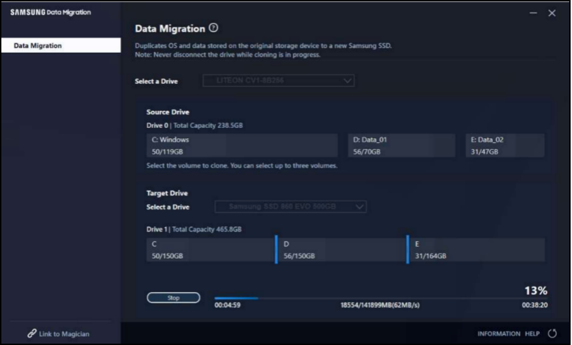 cloning process of samsung data migration