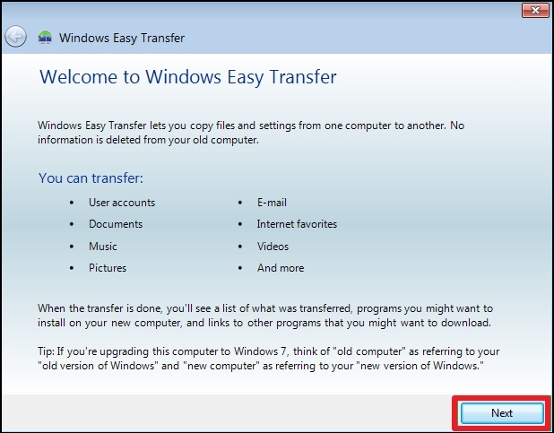 windows easy transfer