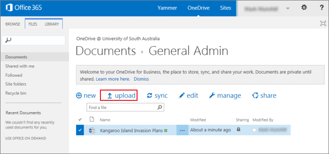 Upload files from source PC to OneDrive.